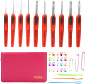 37 pcs Crochet Hooks Set, 10 Sizes (2.0-6.5mm) Stainless Steel Crochet Hooks with Ergonomic Handles with e Case，Perfect for Beginners and Professionals, Durable Crocheting Kit for All Yarn Projects