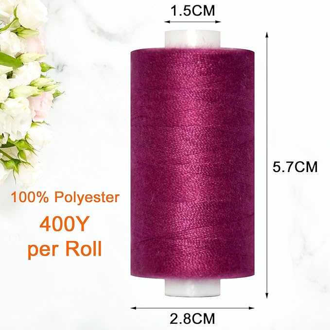 All Purpose Sewing Thread-2 Spools of Hand Polyester Sewing Thread for Sewing Machine for Hand and Machine Sewing(Dark Plum, 2 spools)