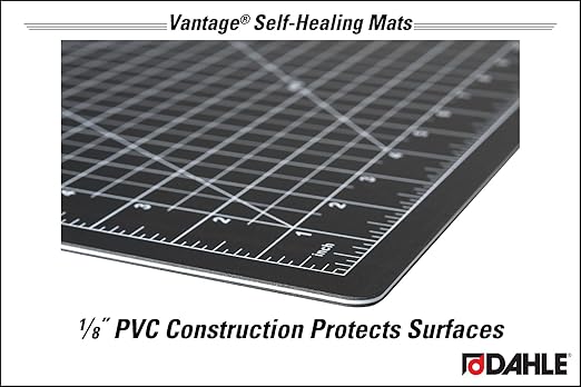 Dahle Vantage 10673 Premium Self-Healing Cutting Mat, 24"x36", 1/2" Grid, 5 Layers for Max Healing, Perfect for Crafts & Sewing, Black