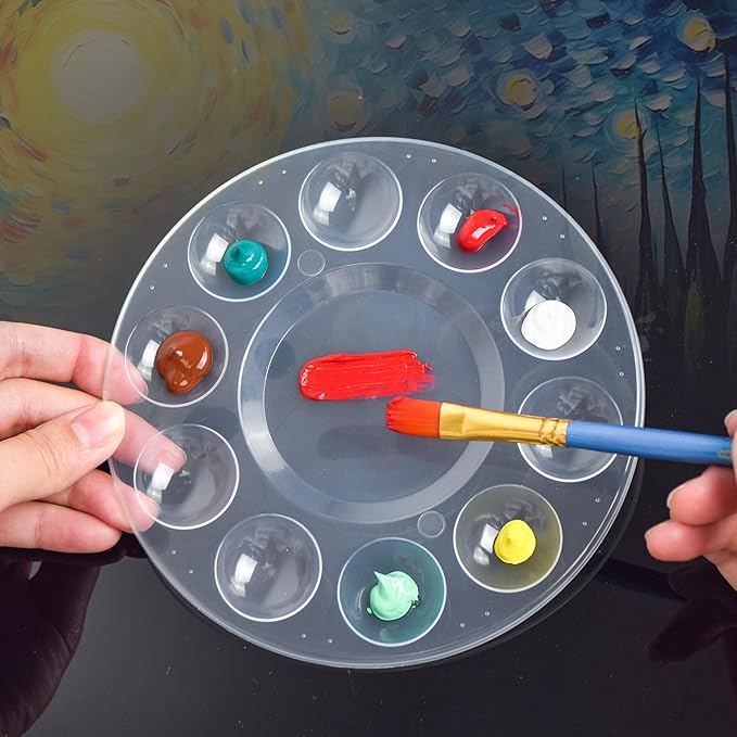Paint Tray Palette,60pcs Paint Trays for Kids,Plastic Paint Pallet or Pupils to Painting,DIY Craft,Play Party at Home,Kindergarten or School(Clear)