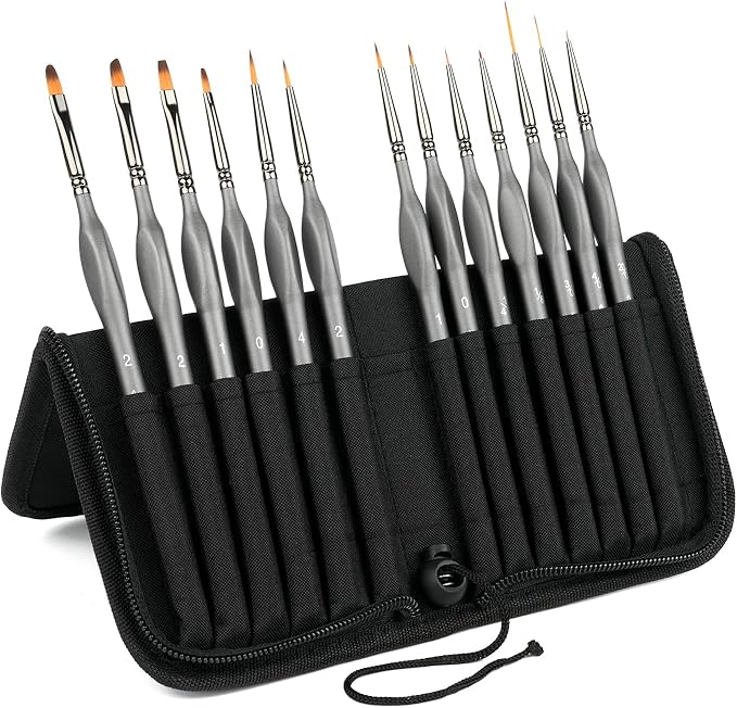 Detailing Paint Brush Set-Golden Maple 13pcs Miniature Paint Brushes Set for Fine Detail Paint, Acrylic Painting, Watercolor, Oil, Models