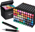 Alcohol Markers Set, 60 colors Alcohol Based Dual Tip, Fine and Brush Tip for Adult Coloring Books, Drawing, Sketching