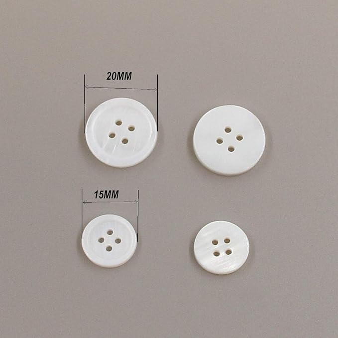 22 Pieces Genuine White Mother of Pearl Blazer Buttons Suit Buttons Set 20mm 15mm Natural White MOP Shell Buttons Bulk for Men Leekayer
