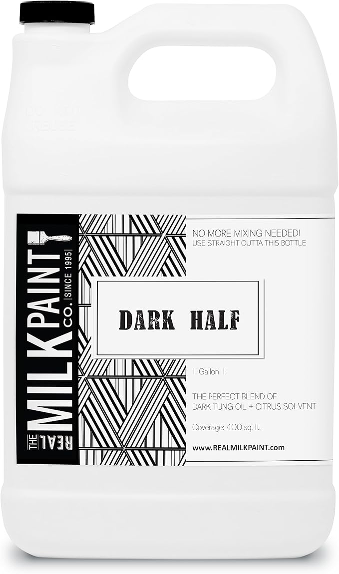 Real Milk Paint Dark Half, Dark Tung Oil and Orange Peel Oil for Wood Finishing, Cutting Boards, Butcher Blocks, Wood Floors, Clay, Stone, and Slate, Food Grade, 1 Gallon