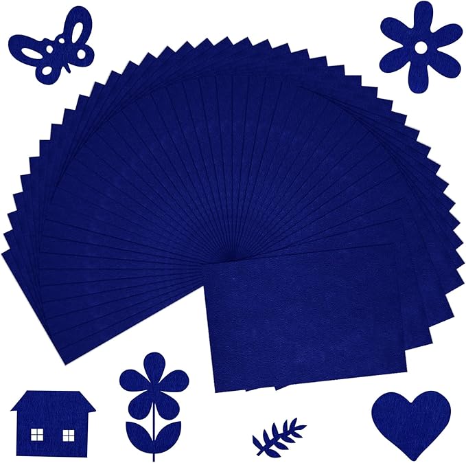40 Pcs Deep Navy Blue Felt Fabric Sheet 8" x 12" Assorted Color Felt Fabric Sheets for Crafts DIY Handcraft Sewing Squares Patchwork Nonwoven