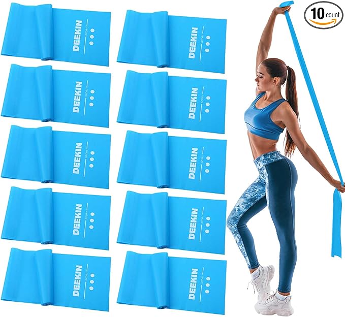 DEEKIN 10 Pcs Resistance Bands Professional Exercise Elastic Bands Latex-Free Yoga Starter Set for Pilates, Physical Therapy, Strength Training, Yoga, Working Out for Women Home Gym