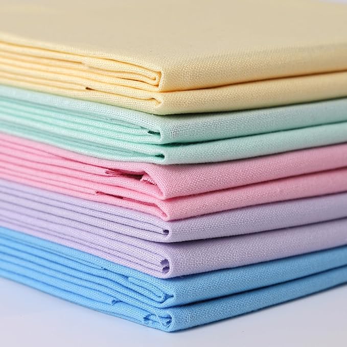 10 Pieces 18 x 21 Inches Cotton Fabric Precut Quilting Fabric Bundles Solid Colors Layer Cakes Quilt Material for DIY Craft Sewing Embroidery (Macaron*2)
