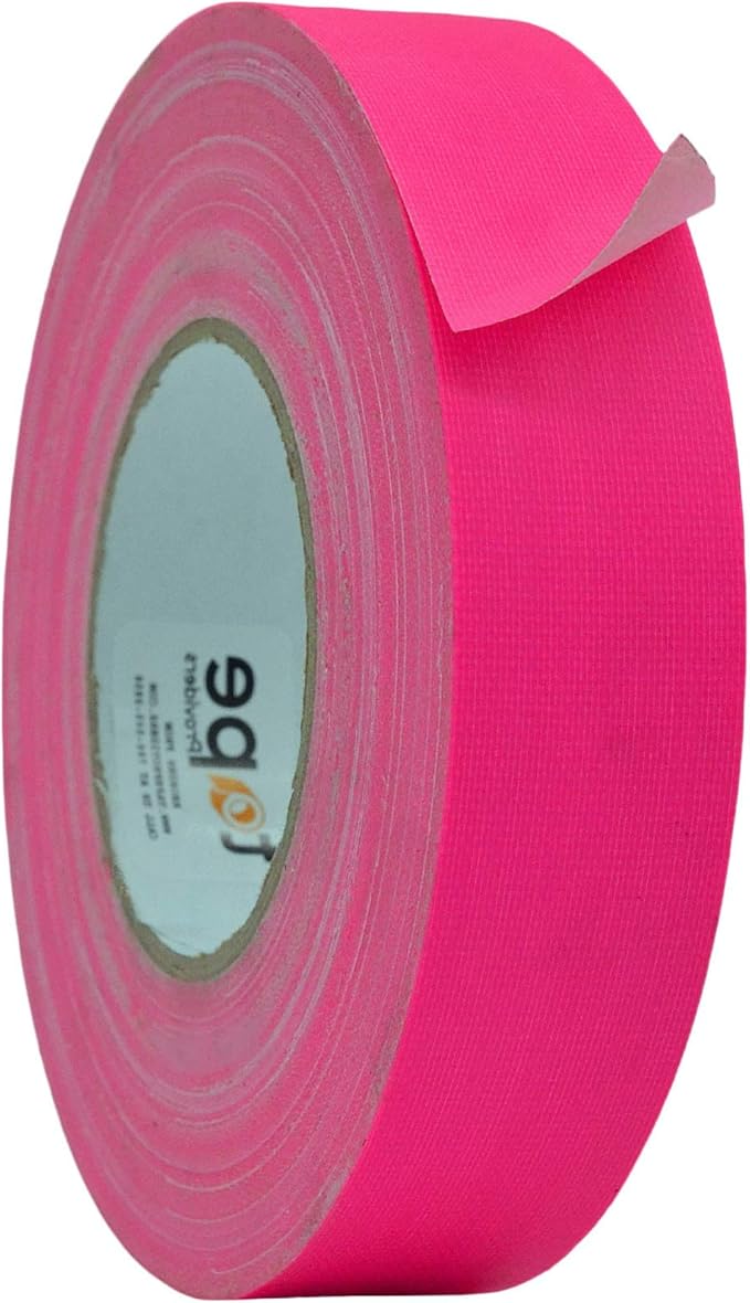 WOD GTC12 Gaffer Tape, Fluorescent Pink Low Gloss Finish Film, 1.5 inch x 60 ft. Residue Free, Non Reflective Cloth Fabric, Secure Cords, Water Resistant, Photography, Filming Backdrop, Production