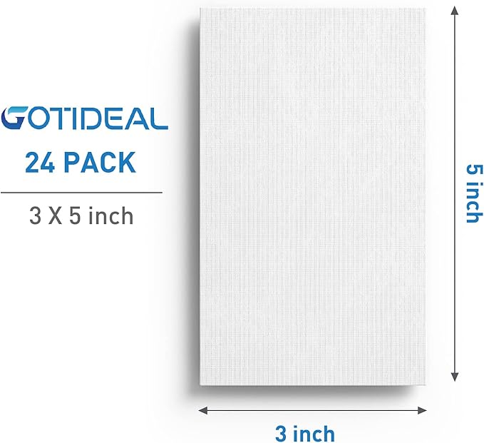 GOTIDEAL Canvases for Painting, 3x5 inch of 24, Professional Primed White Blank Flat Canvas Panels- 100% Cotton Artist Canvas Boards for Acrylics Painting, Oil Watercolor Tempera