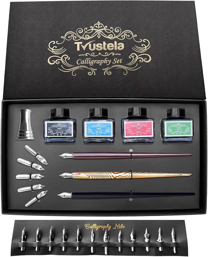 Calligraphy Set For Beginners, 3 Calligraphy Pens, 4 Ink Bottle 15ml, 20 Calligraphy Nibs, 1 Calligraphy Pen Holder, Dip Pen Set, Gift For Men, Women And Kids, Calligraphy Kit For Beginners