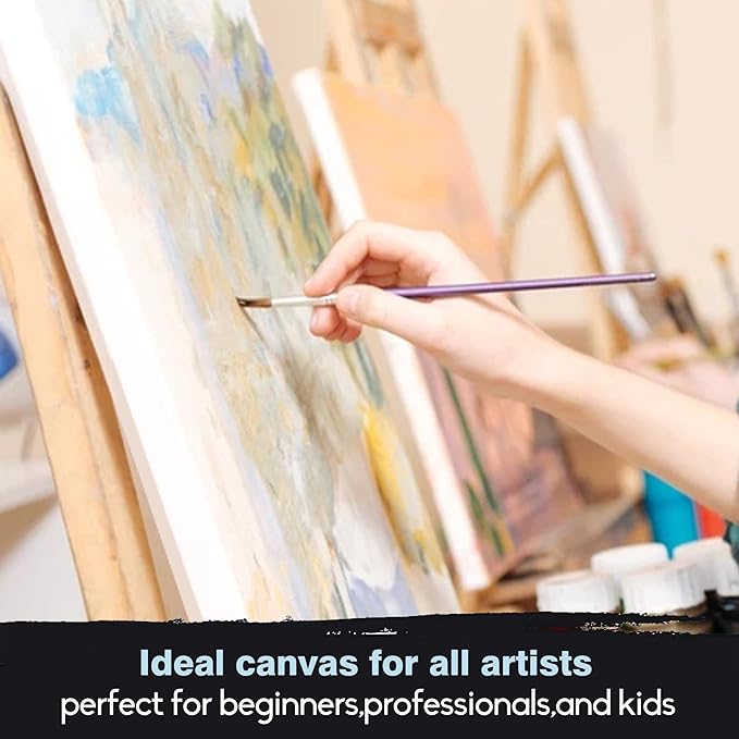 CONDA 6x6 inch Stretched Canvas for Painting, Pack of 12, 100% Cotton, 5/8 Inch Profile Value Bulk Pack for Acrylics, Oils Painting