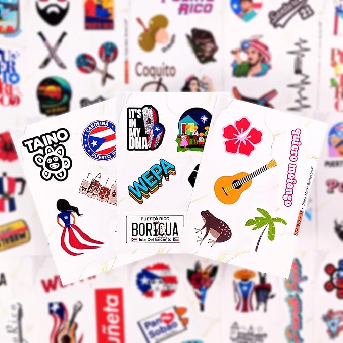 BulbaCraft Puerto Rico Stickers, Puerto Rican Stickers for Water Bottles and Laptop, Gifts for Women & Men