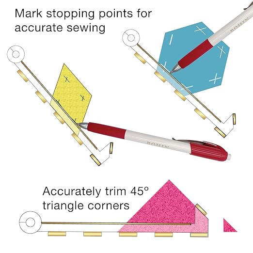 Guidelines4Quilting Prep-Tool with 8-Page Booklet - Mark Accurate Scant 1/4-Inch Seams for Mitered Corners, Quilt Blocks, Set-in Seams - Trim Points for Flying Geese, Square in A Square - Made in USA