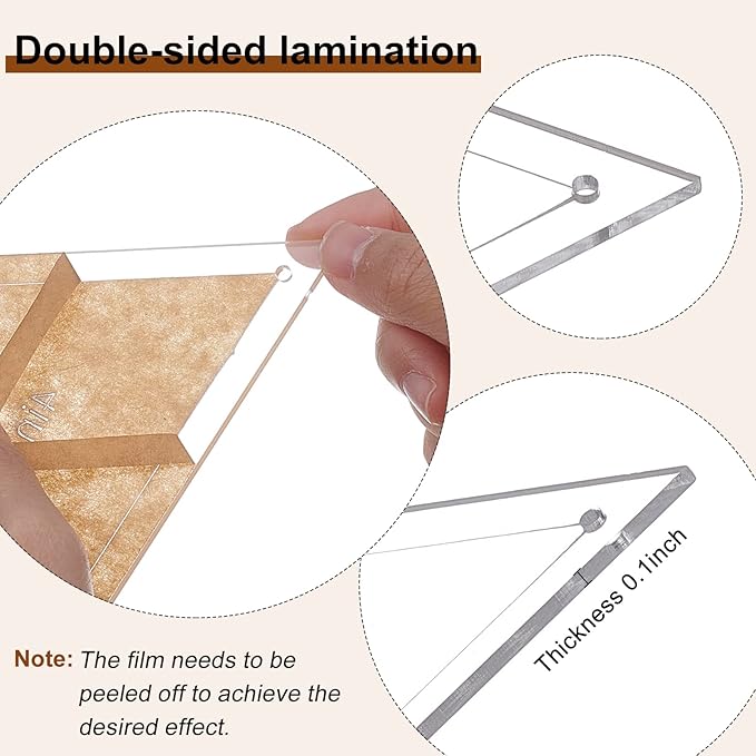 BENECREAT 6Pcs Free Motion Triangle Quilting Template Set, Acrylic Transparent Quilting Rulers for Machines Quilting DIY Designs On Shirts