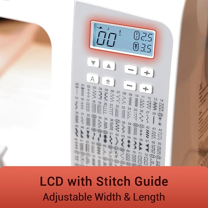 Poolin EOC02 Sewing Machine,Computerized Full Featured Machine Sewing with 200 Stitches,7 Feet,LCD Display,Wide Table,Sewing Machine for Beginners,(EOC2720)