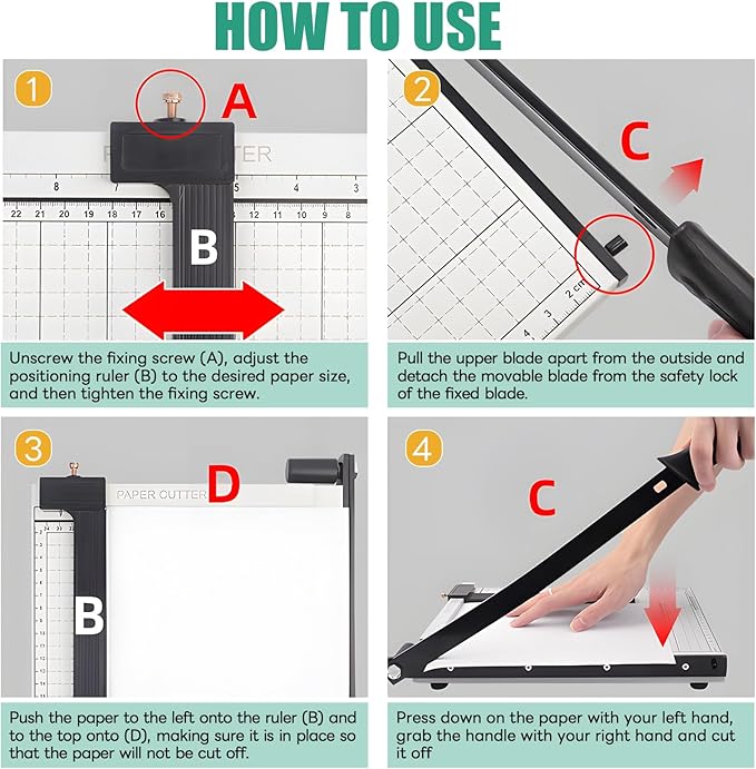 Paper Cutter with Corner Rounder,Paper Clips, Binder Clips and Push Pins Set,12" Heavy Duty Guillotine 18 Sheet Capacity - Metal Base Paper Trimmer with Safety Lock for Office, School, Crafting