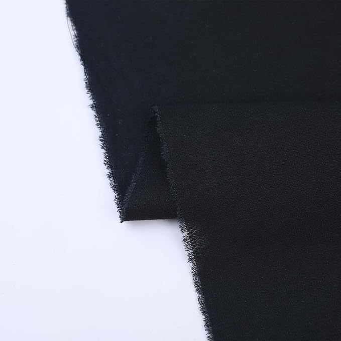 Black Cotton Fabric for Sewing 59 Inch Wide Natural 100% Cotton Poplin Fabric by The Yard Soft Embroidery Cotton Material Apparel Cloth (Black, 3 Yard)