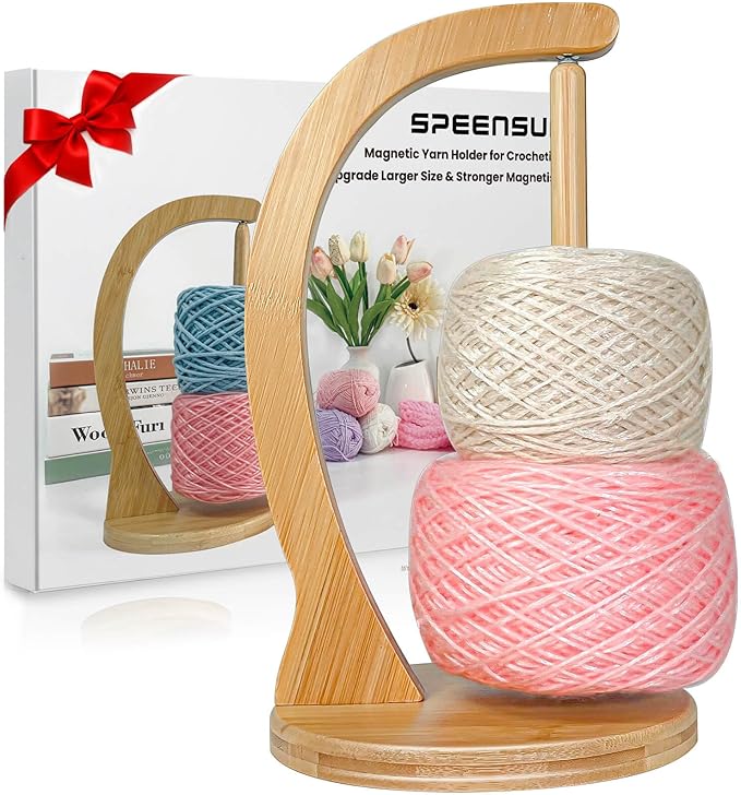 SPEENSUN Yarn Holder for Crocheting, Upgrade Larger Size & Magnetic Crochet Yarn Holder, Rotating Design Holds Most Yarns Up to 1.1 lbs, Crochet Gift for Knitting Lovers with Packaging Box