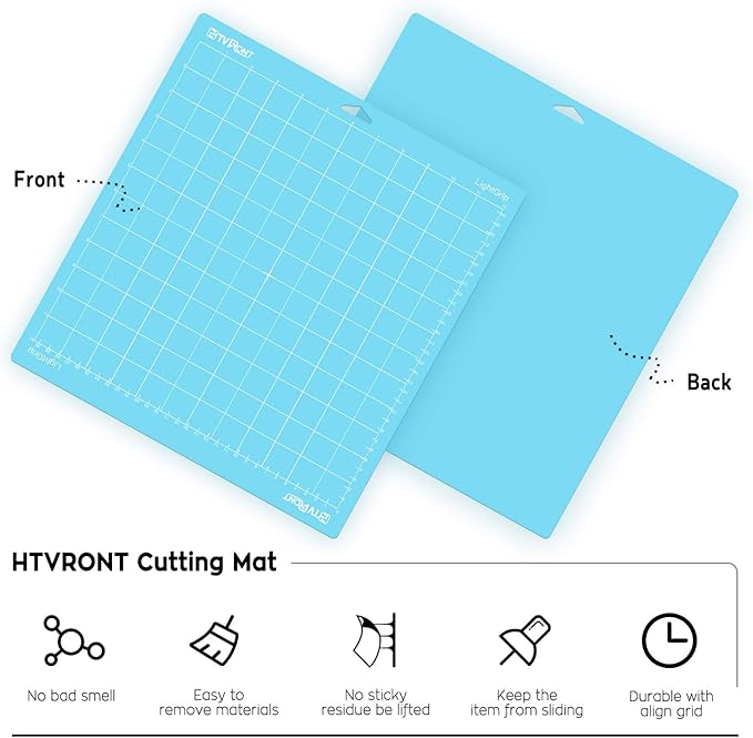 HTVRONT Light Grip Cutting Mat, 3 Pack Cutting Mat 12x12 Compatible with Cricut Maker 4/Maker 3/Maker/Explore 4/3/Air 2/One, Light Adhesive Sticky Quilting Cutting Mats Replacement Accessories