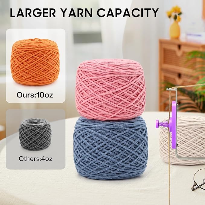 Electric Yarn Winder, 2025 Upgrade High-Speed Automatic Yarn Ball Winder with 3 Adjustable Gears, 4-10oz Large Capacity Yarn Spinner for Knitting & Crocheting, Purple Gift for Craft Lovers