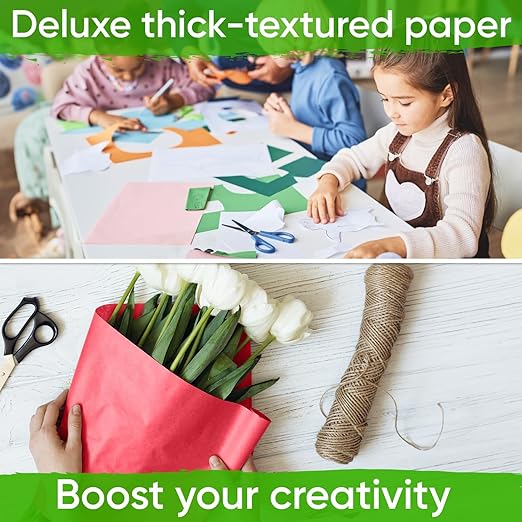 9" x 1200" USA-Made Multi-Color Kraft Paper Rolls, 45 lbs/66 GSM, 12 Rolls Set - Colored Kraft Paper for Packing, Crafts, DIY Projects, Gift Wrapping - Non-Toxic, Safe for Kids