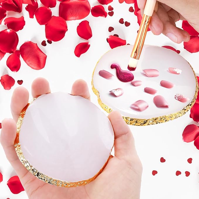 Resin Nail Art Palette, Nail Polish Palette Nail Painting Mixed Color Palette Gilded Edge Nail Art Color Mixing Tray DIY Nail Gel Makeup Display Board Pallet for Nail Art