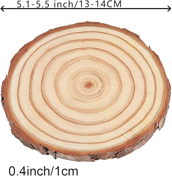 ZOENHOU 30 PCS 5.1-5.5 Inch Natural Wood Slices, 13-14cm Unfinished Round Wood Disc Coasters Wooden Slice with Bark for Centerpieces Table DIY Craft Art Painting Wedding Rustic Decoration Christmas