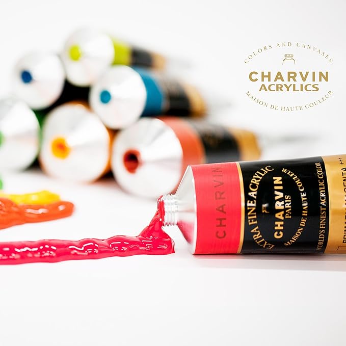 Charvin Extra Fine Professional Acrylic Paint - Cobalt Blue Hue, 60ml Tube, Triple-Milled, Lightfast Pigments, Open Stock Artist Acrylic Paints in Nature-Inspired Hues