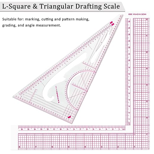 Fashion Clear Metric Sewing Ruler Set,French Curve Pattern Rulers for Beginners, Tailors, Designers, Quilting, Embroidery, Cross Stitch, Crochet, Knitting 9pcs
