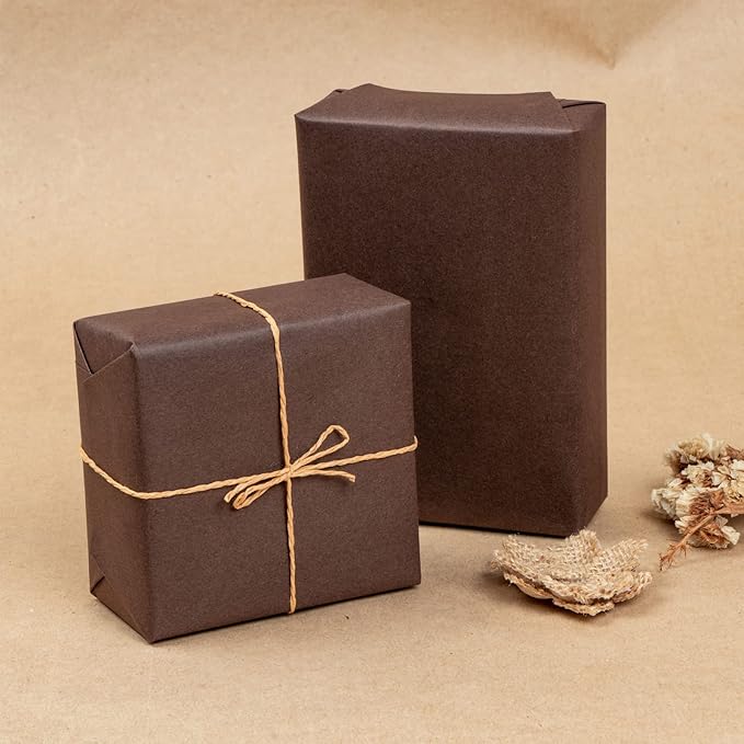 RUSPEPA Chocolate Brown Kraft Paper Roll - 18 inches x 100 feet - Recyclable Paper Perfect for for Crafts, Art, Wrapping, Packing, Postal, Shipping, Dunnage & Parcel