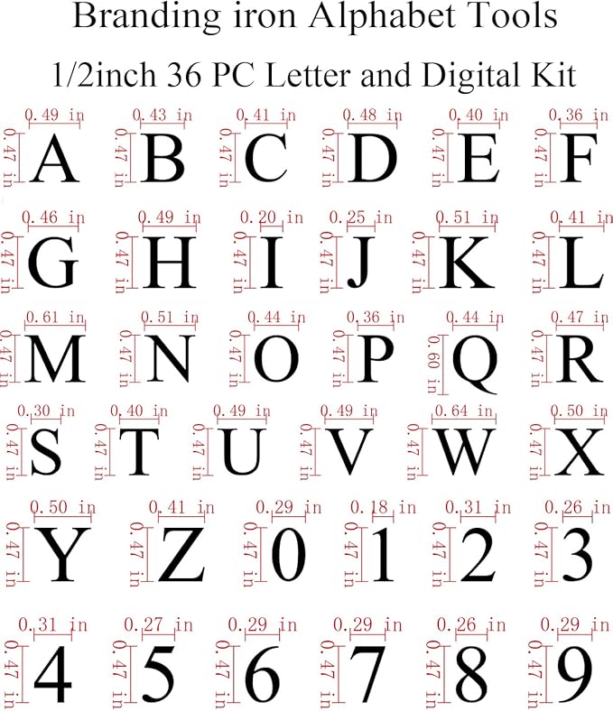 1/2" 36 Pcs Wood Burning Letters and Numbers, Wood Burning Alphabet Stamp Kit for Wood Branding Leather Crafting, Wood Burning Letter Kit Gifts Personalized for Christmas Birthday Wedding