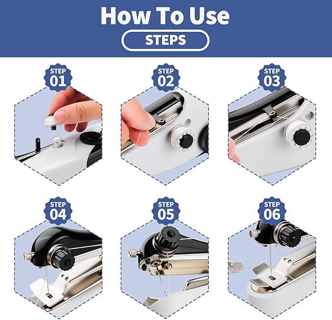 Portable Handheld Sewing Machine - Portable Electric Mini Hand Held Stitching Machine for Beginners & Adults, Easy to Use Fast Stitch for Thin Clothes, Fabrics, Curtains, DIY Home Travel(Black）