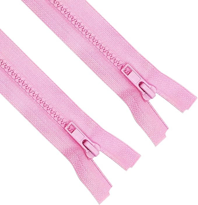 ANPURZII 2PCS #5 47 Inch Pink Separating Jacket Zippers for Sewing Coats, Molded Plastic Bulk Zippers(Pink 47" 2PCS)