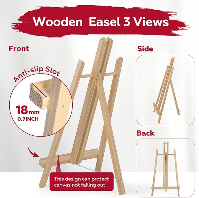 4 Pack 16 Inch Wooden Easel Stand, Portable A-Frame Tabletop Display Easel for Painting, Canvas, Signs,Photos, Art Easel for Students, Beginners, Artists - Compact & Lightweight