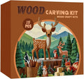 Wood Carving Kit for Beginners – 15PCS Whittling Set with 4 Carving Knives, 6 Basswood Blocks, Cut-Resistant Gloves, Polishing Tools & Storage Roll | DIY Craft Kits for Beginners