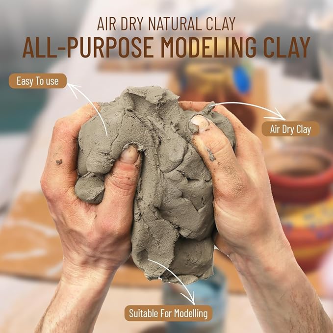 10 Pound Air Dry Natural Clay - Great for Molding & Sculpting - Great for Kids & Adults of All Skill Levels - Perfect for Arts & Crafts (White, 10 Pounds)