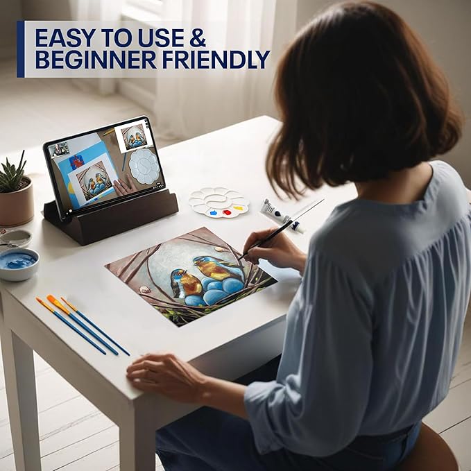 DIY Art Painting Kit for Adults – Learn to Paint Nesting Birds with Video Tutorials – 9 Pieces Acrylic Paint Set for Adults –Perfect Christmas Crafts & Holiday Gifts for Art Lovers