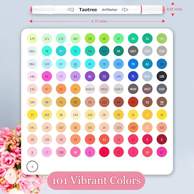 Taotree Alcohol Markers 101 Colors Dual Tips Art Markers Sketch Pens Set, Art Supplies Kit, Drawing Pens Set for Adult Coloring Books Christmas Gifts for for Artist Drawing, Painting, Sketching