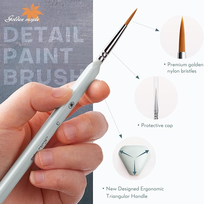 Golden Maple Miniature Paint Brushes Drybrush-18PCS Micro Detail Paint Brush Set, Small Fine Detail Model Brushes for Acrylics, Watercolors & Paint by Number, Figurine - Grayish Green