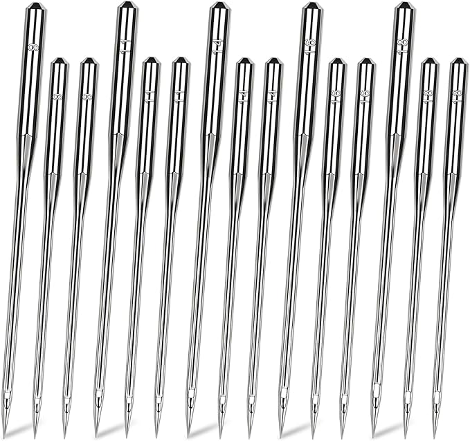 50 Pcs Universal Sewing Machine Needles HAX1,Assorted 65/9, 75/11, 90/14, 100/16 110/18 Ideal for Fabrics, Heavy Duty Sewing Machine Needle for Thick Fabric Including Canvas Leather Embroidery Jeans