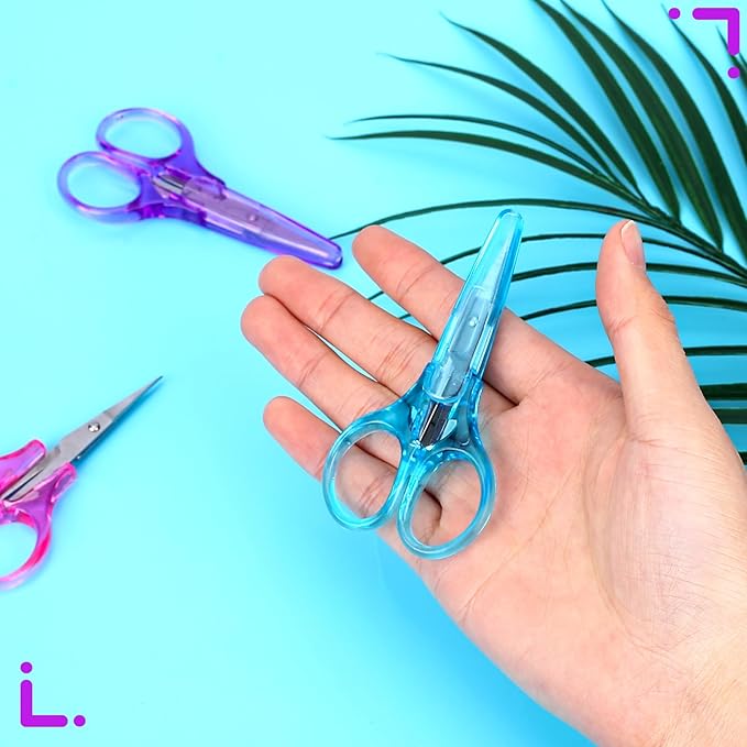 3Pcs Small All Purpose Craft Scissors - Stainless Steel with Protective Cover, Mini Detail, Precision Straight Fine Tips for Paper Cutting, Scrapbooking