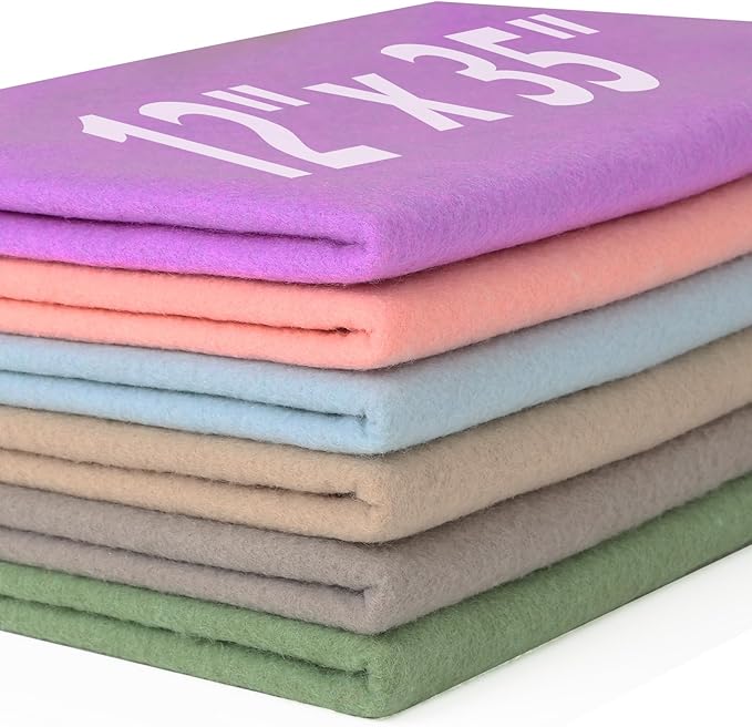 XSEINO 6 Rolls 12"x35" 1.4mm Thick Soft Felt Fabric Sheet 6 Assorted Morandi Series Colors Felt Pack for DIY Craft Sewing Squares Nonwoven Patchwork