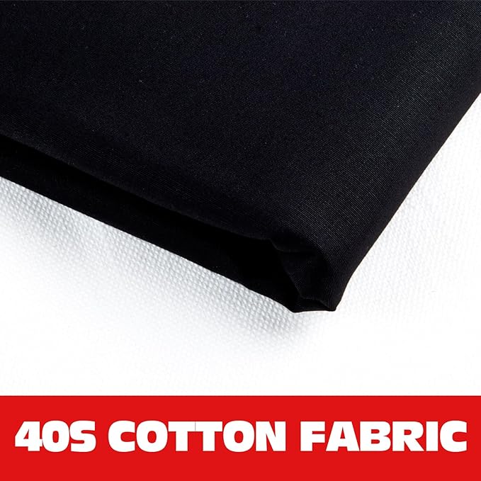 100% Black Cotton Fabric for Sewing by 3 Yards, 59”Width Quilting Fabric Medium Weight 5.8 oz, Muslin Fabric by The Yard, Embroidery Cloth