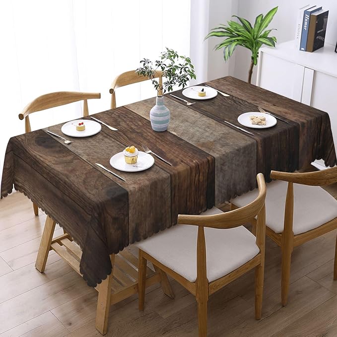 Wood Plank Rectangle Tablecloth Retro Wood Texture Brown Farmhouse Table Cloth Dining Table Cover for Home Kitchen Restaurant Party Buffet Picnic 54 x 72 Inch