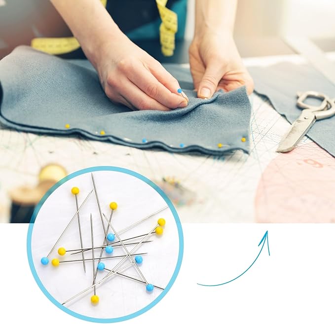 500PCS Straight Pins, Glass Head Sewing Pins, 1.75IN Corsage Pin, Quilting Pins for Fabric, Wedding Bouquets, Jewelry DIY Decoration, Sewing Pin Crafts
