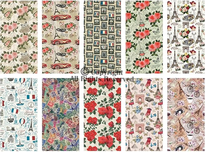 Craftido -25 Options- 100% Cotton Quilting Fabric Bundles 10pcs Fat Quarters 18”x21”-Medium Weight 5.2 oz- Soft Cotton for Quilting, Sewing Project, Patchwork, DIY Crafts – Paris Style