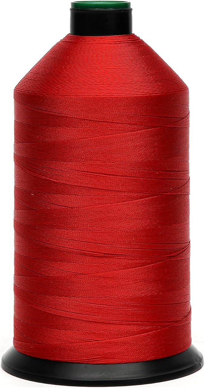 Extra Strong Bonded Nylon Thread #92 Tex90 – 16 OZ, 4200yds, Versatile Stitching Solution for Leather, Upholstery, Canvas Repair and More (Red)