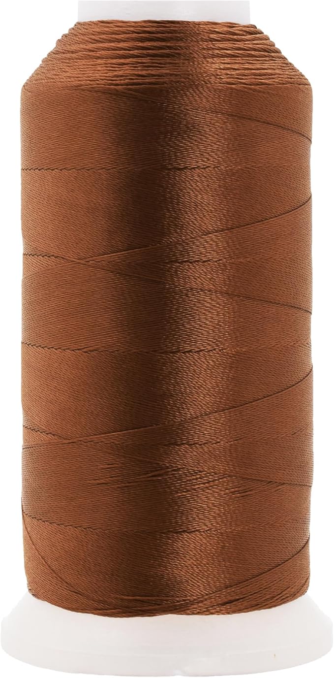 Mandala Crafts Russet Brown Heavy Duty Thread - 1500 Yds Tex 70 Bonded Polyester Threads for Sewing Drapery, Jeans, Leather, Hair, Outdoor Marine Upholstery