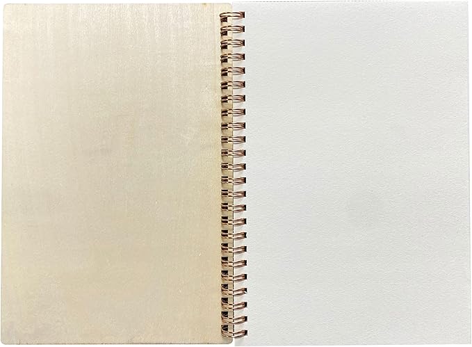 4 Pack A5 Wood Cover Jounal Notebook 40 Sheets Sketchbook 8.5 x 5.8 In Unlined Spiral Notebook for Crafting Project,Small Scrapbook