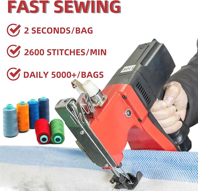 Electric Bag Sewing Machine - Ind. Handheld Bag Closer & Closing Stitcher GK9-900 for Woven Rice & Leather Bags